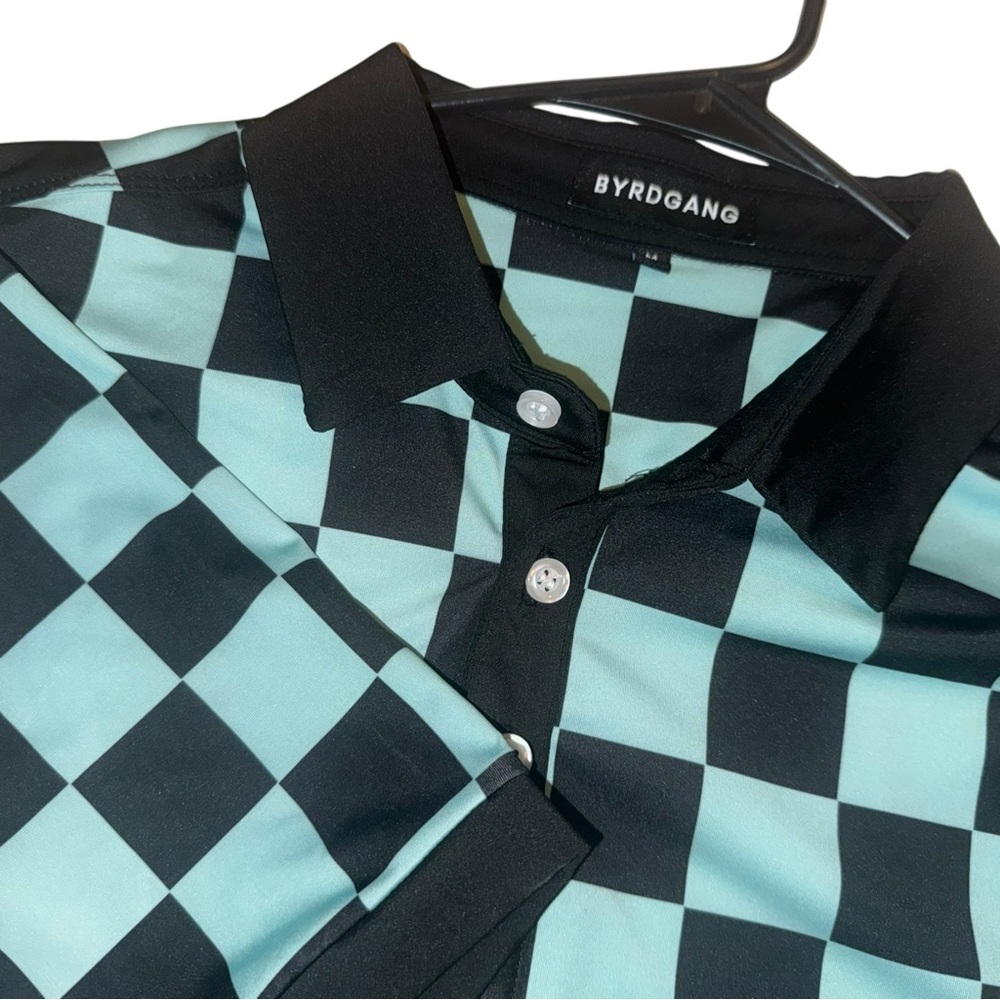 BYRDGANG Checkerboard Performance Golf Polo Shirt Medium